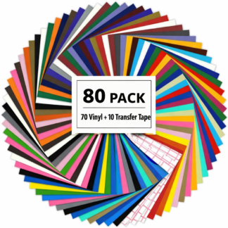 Silhouette-Compatible Permanent Adhesive Vinyl Sheets 30.5 x 30.5 cm – 80 Sheet Pack (70 Vinyl + 10 Transfer Tape)