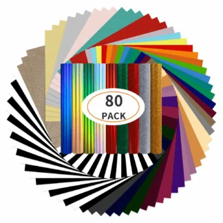 Silhouette Compatible HTV Vinyl Sheets Bundle – 80 Pack 30 × 25 cm Iron-On for T-Shirts & Fabric