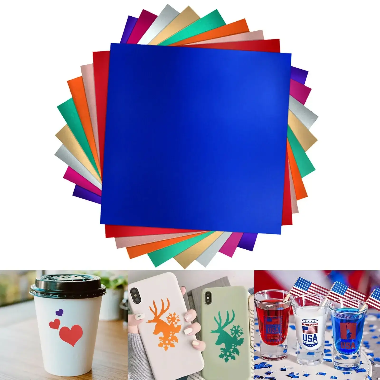Silhouette Compatible Matte Metallic Adhesive Vinyl Bundle 9 Sheets 30 × 30 cm - Image 2