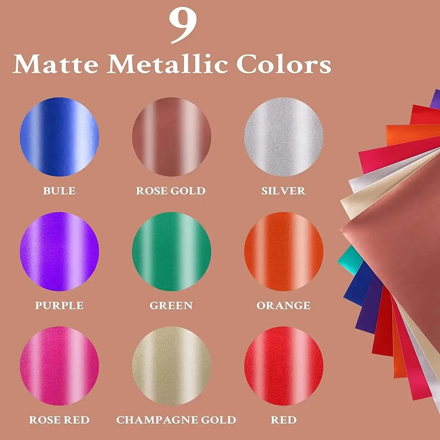 Silhouette Compatible Matte Metallic Adhesive Vinyl Bundle 9 Sheets 30 × 30 cm - Image 4