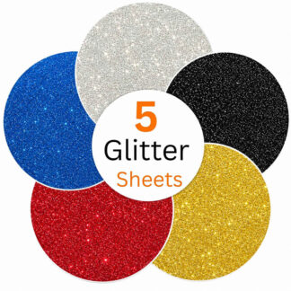 Cricut-Compatible Glitter HTV Sheets 30 x 25 cm – 5 Piece Heat Transfer Vinyl Bundle